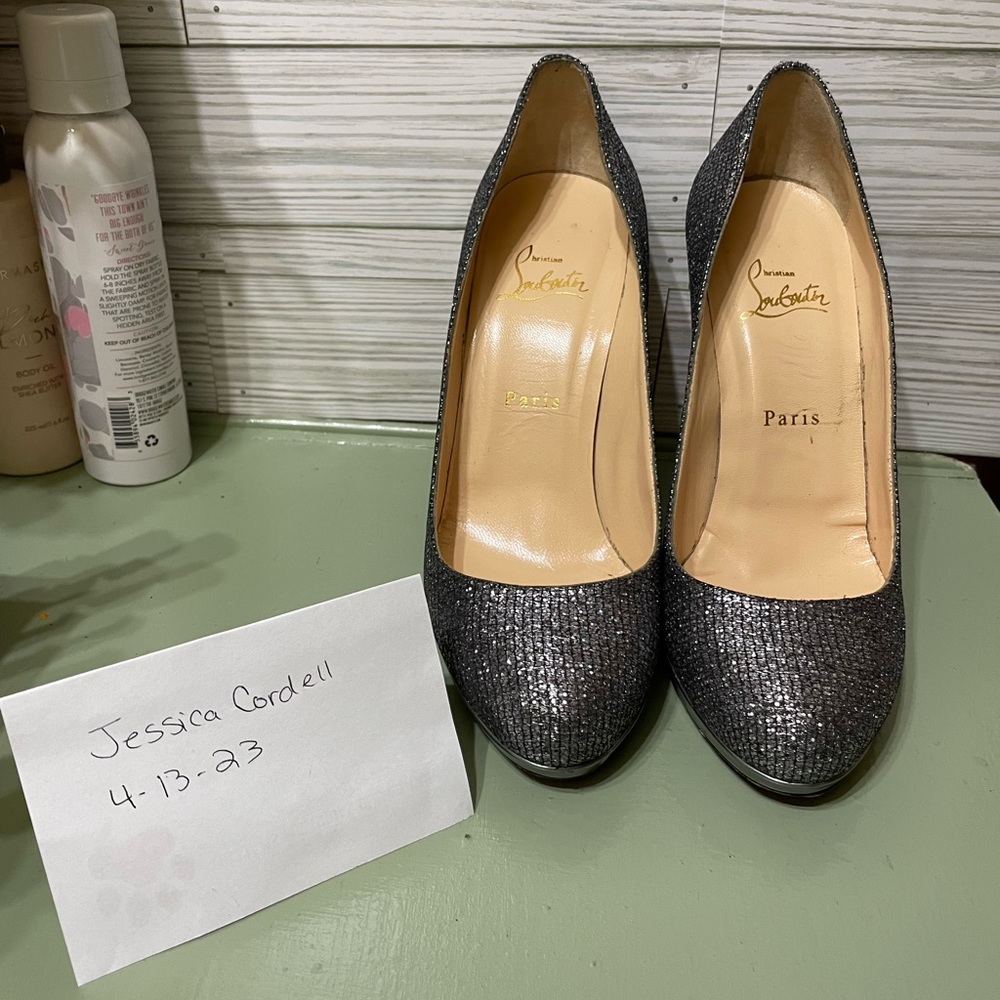 Silver glitter Christian Louboutin